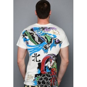 Men's Ed Hardy North Dragon And Snake Fight Specialty Tee