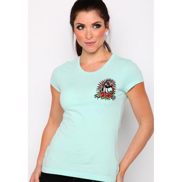Women's Ed Hardy Panther and Roses Core Basic Embroidered Tee