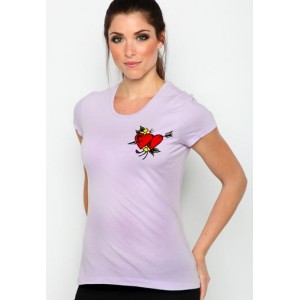 Women's Ed Hardy Two Hearts Core Basic Embroidered Tee