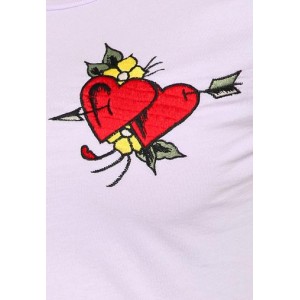 Women's Ed Hardy Two Hearts Core Basic Embroidered Tee