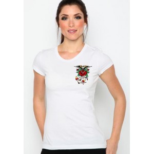 Women's Ed Hardy Eagle Anchor Core Basic Embroidered Tee