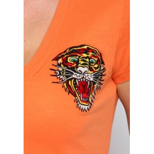 Women's Ed Hardy Tiger Core Basic Embroidered Tee