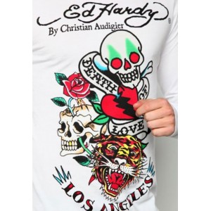 Men's Ed Hardy Death Of Love Tiger Basic Tee white