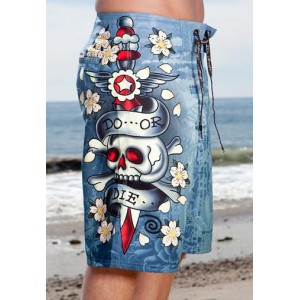 Men's Ed Hardy Vintage Pierced Skull Board Shorts