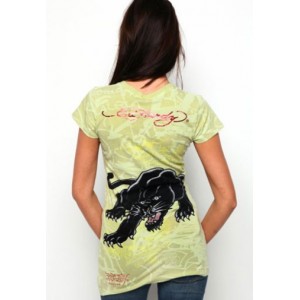 Women's Ed Hardy Panther And Snake Fight Specialty Tee