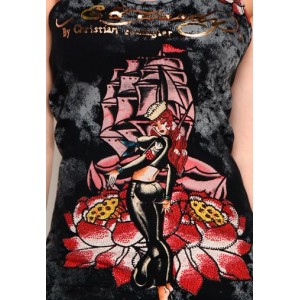 Ed Hardy Sailor Ship Platinum Potassium Washed Tank