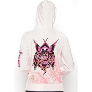 Women's Ed Hardy Single White Rose Specialty Hoody