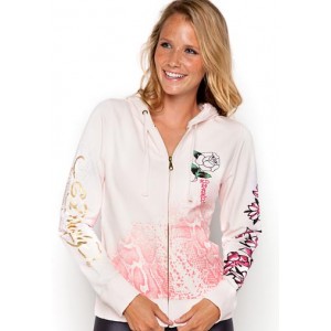 Women's Ed Hardy Single White Rose Specialty Hoody