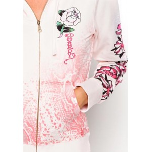 Women's Ed Hardy Single White Rose Specialty Hoody