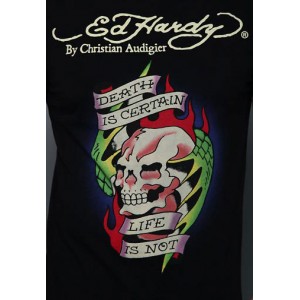 Men's Ed Hardy Death Is Certain Skull Basic Tee black