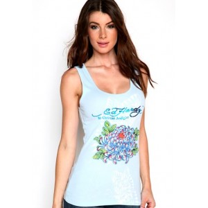 Ed Hardy Royal Mum Platinum Ribbed Tank