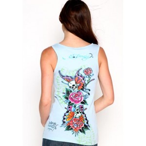 Ed Hardy Royal Mum Platinum Ribbed Tank