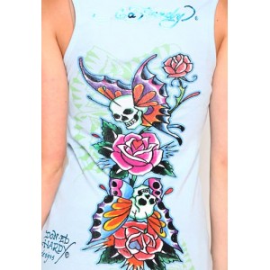 Ed Hardy Royal Mum Platinum Ribbed Tank