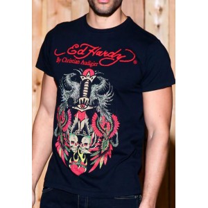 Men's Ed Hardy Dagger Birds Platinum Tee black