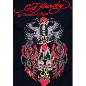 Men's Ed Hardy Dagger Birds Platinum Tee black