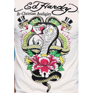 Men's Ed Hardy Cobra Flowers Platinum Tee khaki