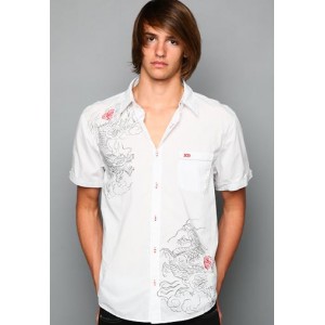 Ed Hardy Polo Shirt Chinese Dragon Foiled Embroidered Shirt