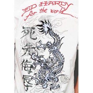 Ed Hardy Polo Shirt Chinese Dragon Foiled Embroidered Shirt