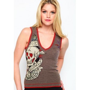 Ed Hardy Love Kills Slowly Knit V-Neck Crop Vest