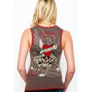 Ed Hardy Love Kills Slowly Knit V-Neck Crop Vest