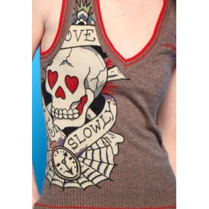 Ed Hardy Love Kills Slowly Knit V-Neck Crop Vest