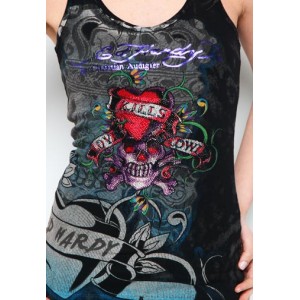 Ed Hardy Love Kills Slowly Platinum Ribbed Tank