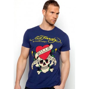 Men's Ed Hardy Love Kills Slowly Basic Tee blue