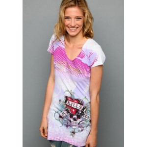 Women's Ed Hardy Love Kills Slowly Platinum Scoop Neck Tunic