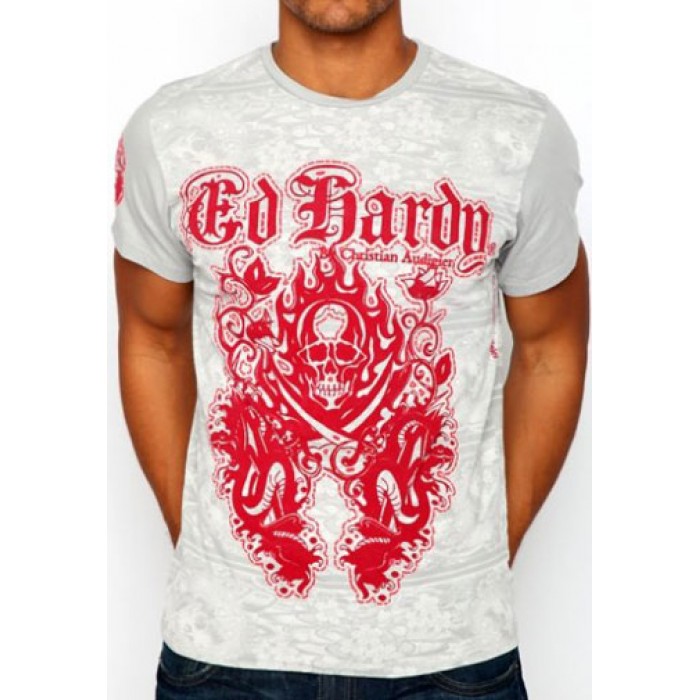 Men's Ed Hardy Two Swords Skull and Snakes Logo Tee