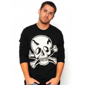 Men's Ed Hardy Small Skull Platinum Tee Black