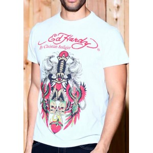 Men's Ed Hardy Dagger Birds Platinum Tee off white