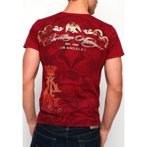 Christian Audigier Bird Of Prey Enzyme Washed Tee Red