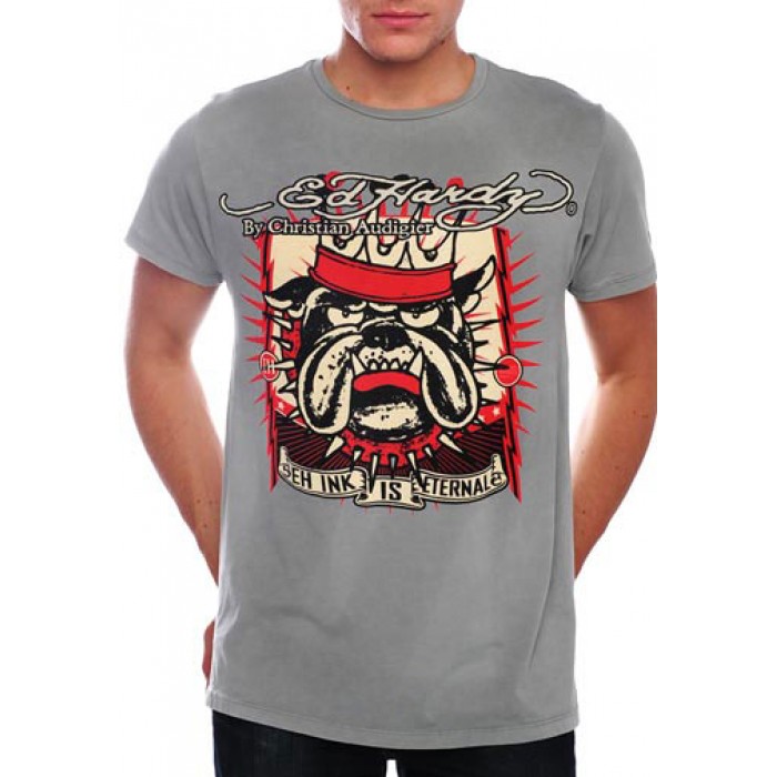 Men's Ed Hardy King Dog Basic Tee grey