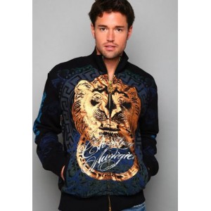 Christian Audigier Lion Head Foil Print Track Jacket Black