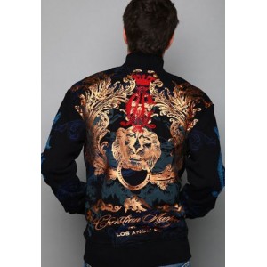 Christian Audigier Lion Head Foil Print Track Jacket Black