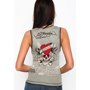 Ed Hardy Love Kills Slowly Knit V-Neck Crop Vest For Sale