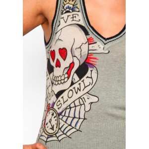 Ed Hardy Love Kills Slowly Knit V-Neck Crop Vest For Sale