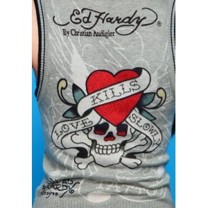 Ed Hardy Love Kills Slowly Knit V-Neck Crop Vest For Sale