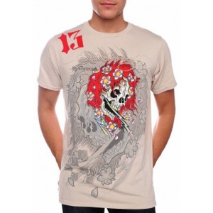 Men's Ed Hardy Beautiful Ghost Specialty Tee khaki