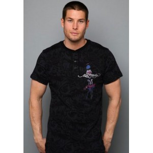 Men's Ed Hardy Snake Dagger Platinum Henley