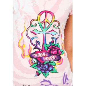 Women's Ed Hardy Peace Cross Specialty Tee