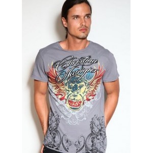 Christian Audigier Gifted Heart Platinum Tee Grey