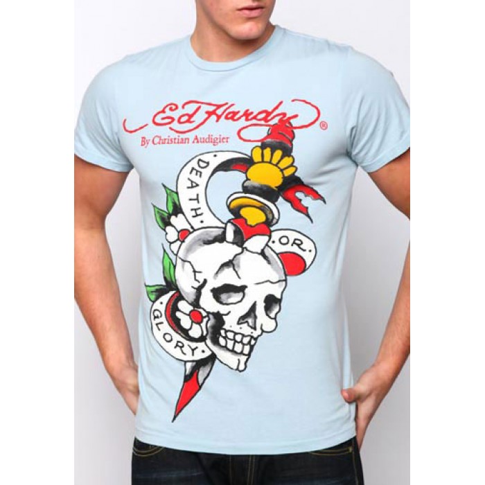 Men's Ed Hardy Death Or Glory Basic Tee blue