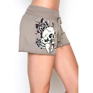 Women's Ed Hardy Skull Heart Cards Basic Drawstring Shorts