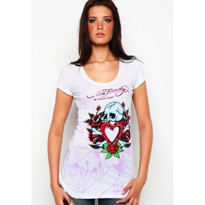 Women's Ed Hardy Skull In Love Roses Specialty Tunic