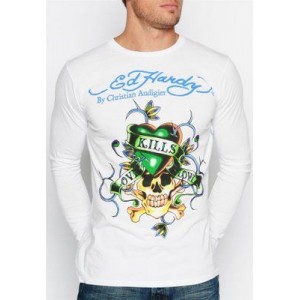 Men's Ed Hardy Ed Hardy white love kill slowly shirts sale