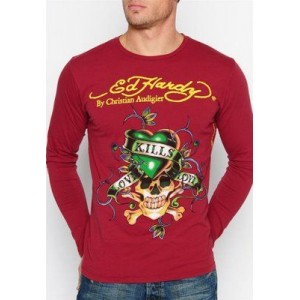 Men's Ed Hardy Ed Hardy red love kill slowly shirts sale