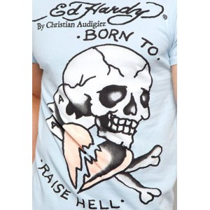 Men's Ed Hardy Skull Heart And Cards Basic Tee bule grey