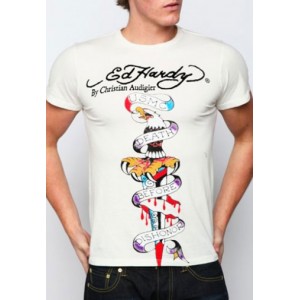 Men's Ed Hardy USMC Death Before Dishonor Basic Tee off white