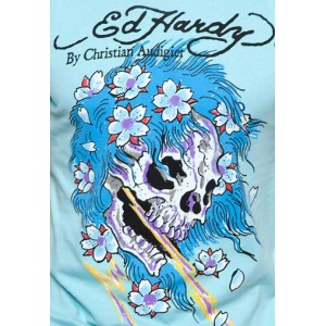 Men's Ed Hardy Beautiful Ghost Basic Tee aqua